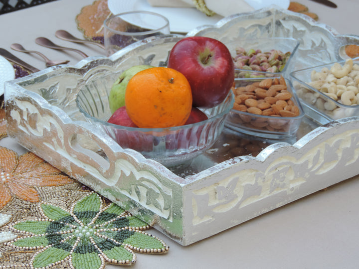 Cargo Wooden Serving Trays / Silver/ 33* 44* 7 cm