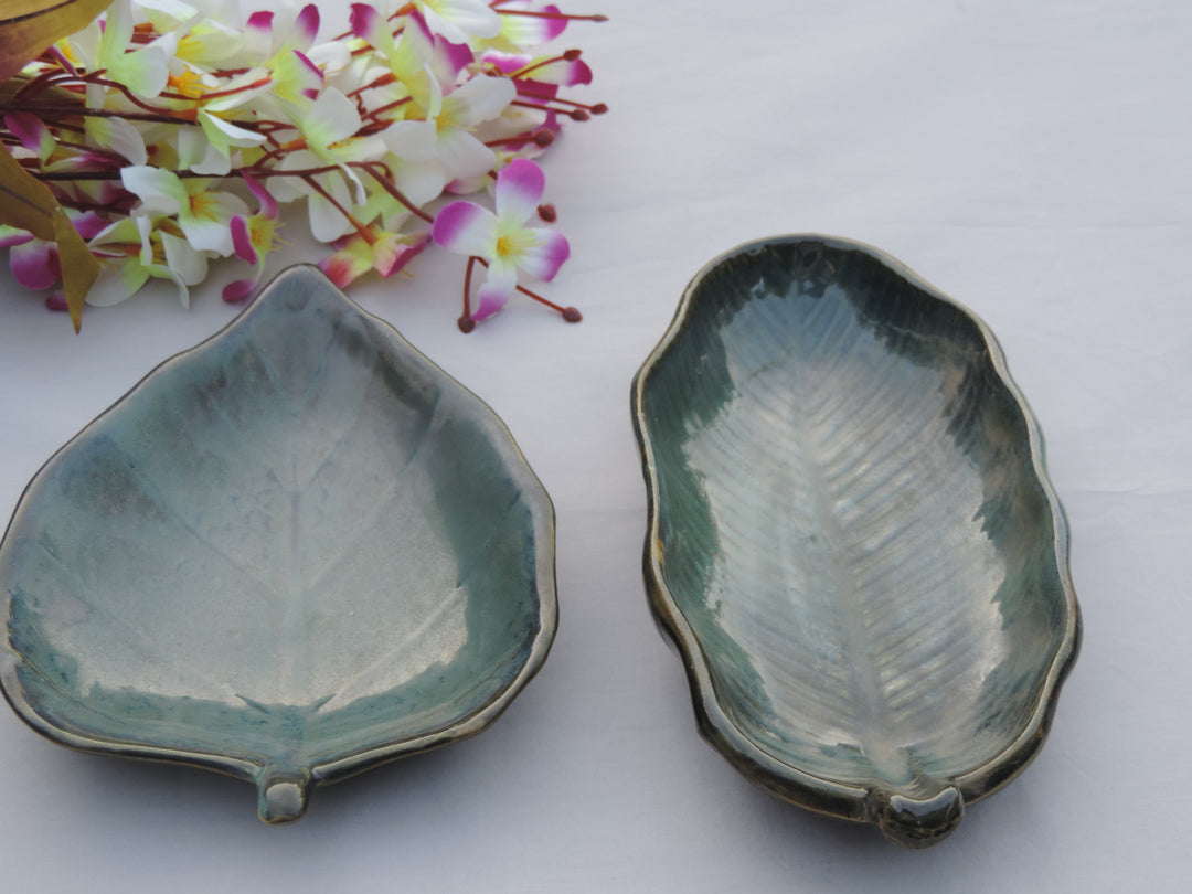 Trunkin’ Reef Collection Platters - Set of 2- Ceramic - 23cm*12cm*4cm/23cm*21cm*3cm