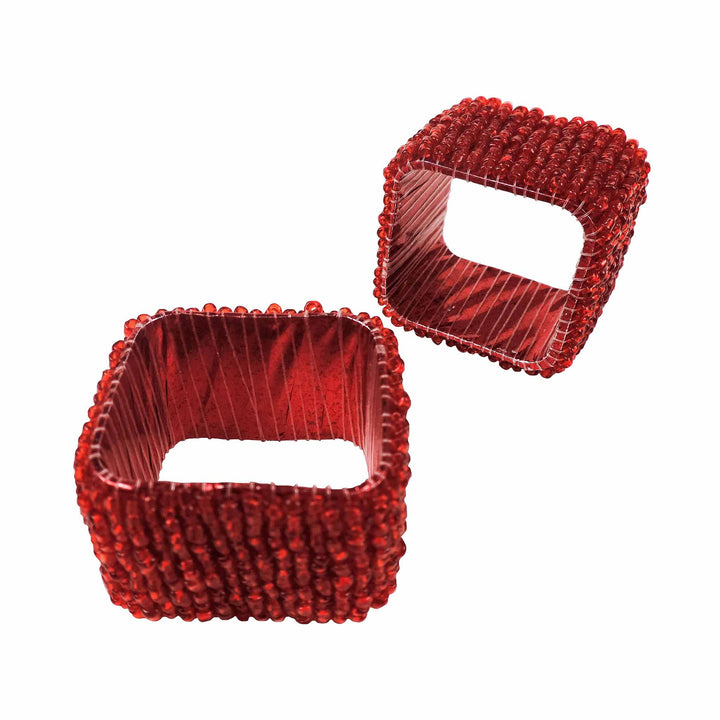 Classic Square Napkin Rings / Set of 4 / Red