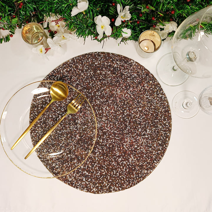 Glass Beaded Placemat in  Multicolor Set of 4