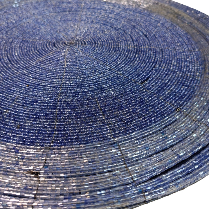 Glass Beaded Placemat in  Blue Set of 4