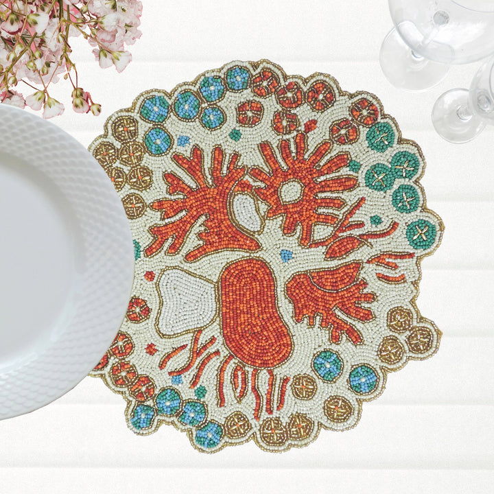 Embroidered Placemat / 14" / Set of 2 / Multicolour