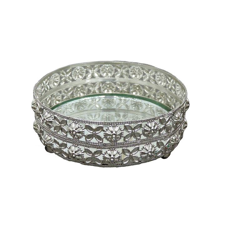 Beautiful Silver Tray for Decoration, Diwali, Wedding, Return Gift | Plated Gift Item