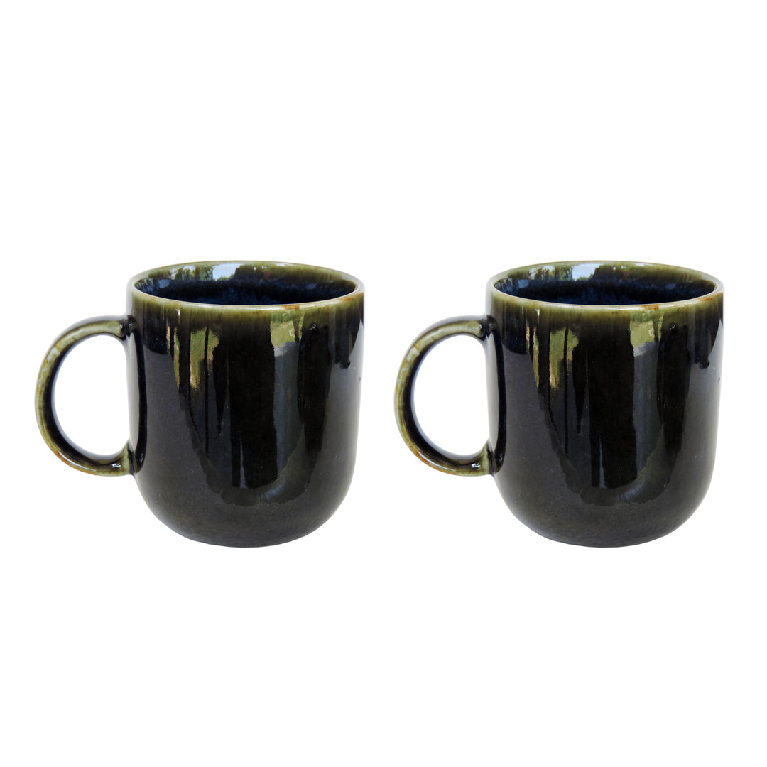Mugs Set of 2 || Ceramic Mugs || Tea Mugs || Coffee Mugs || Microwave Safe || Brown & Black || 4.5"x3.75" Inch