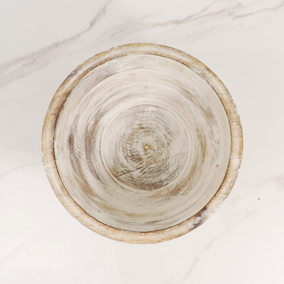 Rustic Salad Bowl Flower with White wash- 10"x5" Inch