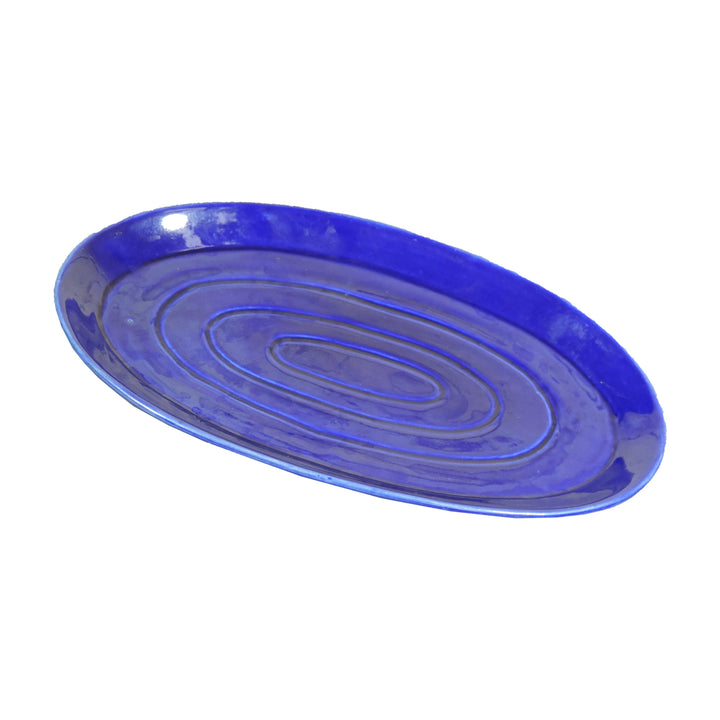 Trunkin'’ Blue/Ceramic Platter Plates for Snacks & Starter Serving Platter Set for Home, Meeting, Office & Restaurants.- 10"x6"x1" Inch