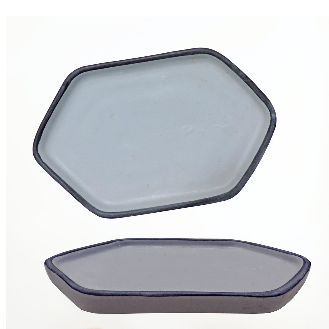 Grey Platters Set of 2 - Ceramic Platter Plates for Snacks & Starter Serving Platter Set for Home, Meeting, Office & Restaurants.- 11"x4"x1" Inch