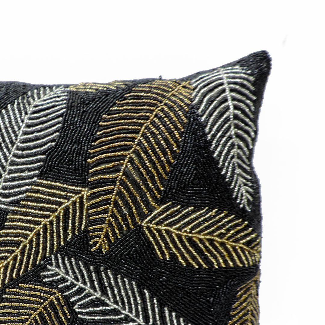 Embroidered Square Cushion Covers for Sofa Home Bedroom - Black & Silver