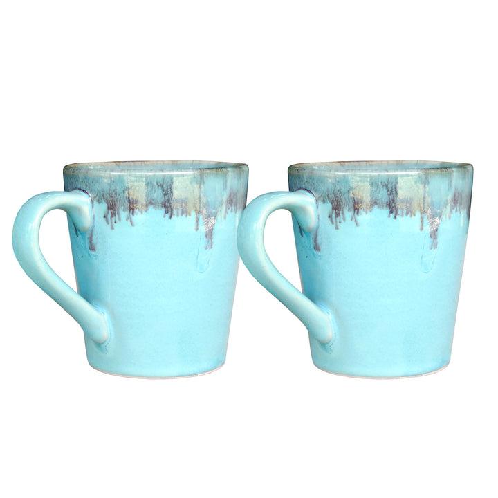 Mugs Set of 2 || Ceramic Mugs || Tea Mugs || Coffee Mugs || Microwave Safe || Green || 5"x4" Inch