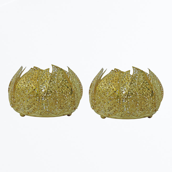 Toshakhana Collection - Set of 2 Votives with Tea light holder - Gold