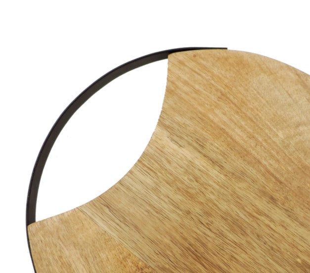 Wooden Round Chopping Board with Metal Handle