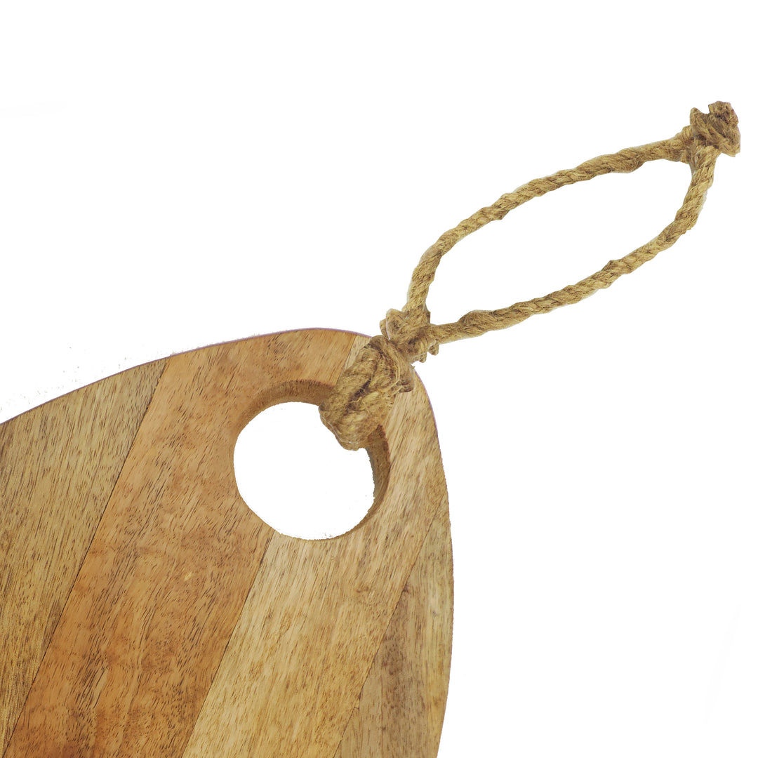 Wooden Oval Chopping Board with Handle - 25 x 30 x 2 cm