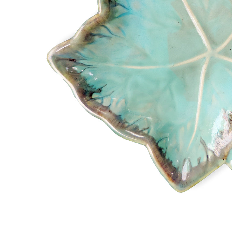 Leaf Ceramic Platter Plates for Snacks & Starter Serving Platter Set for Home, Meeting, Office & Restaurants Green .- 8"x7"x1" Inch