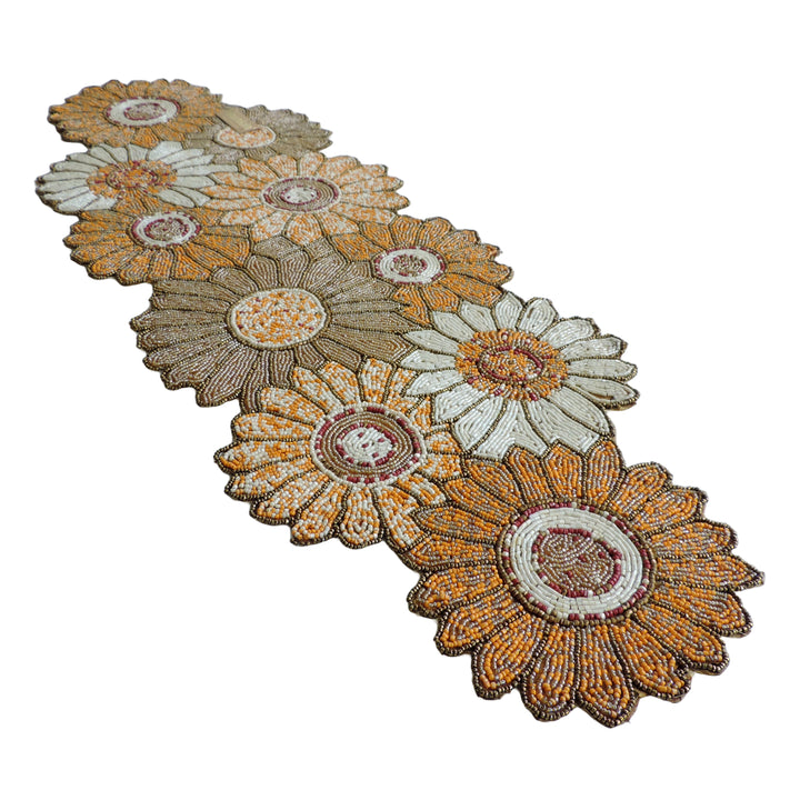 Sunflower bead embroidered table runner - 36*13 IN