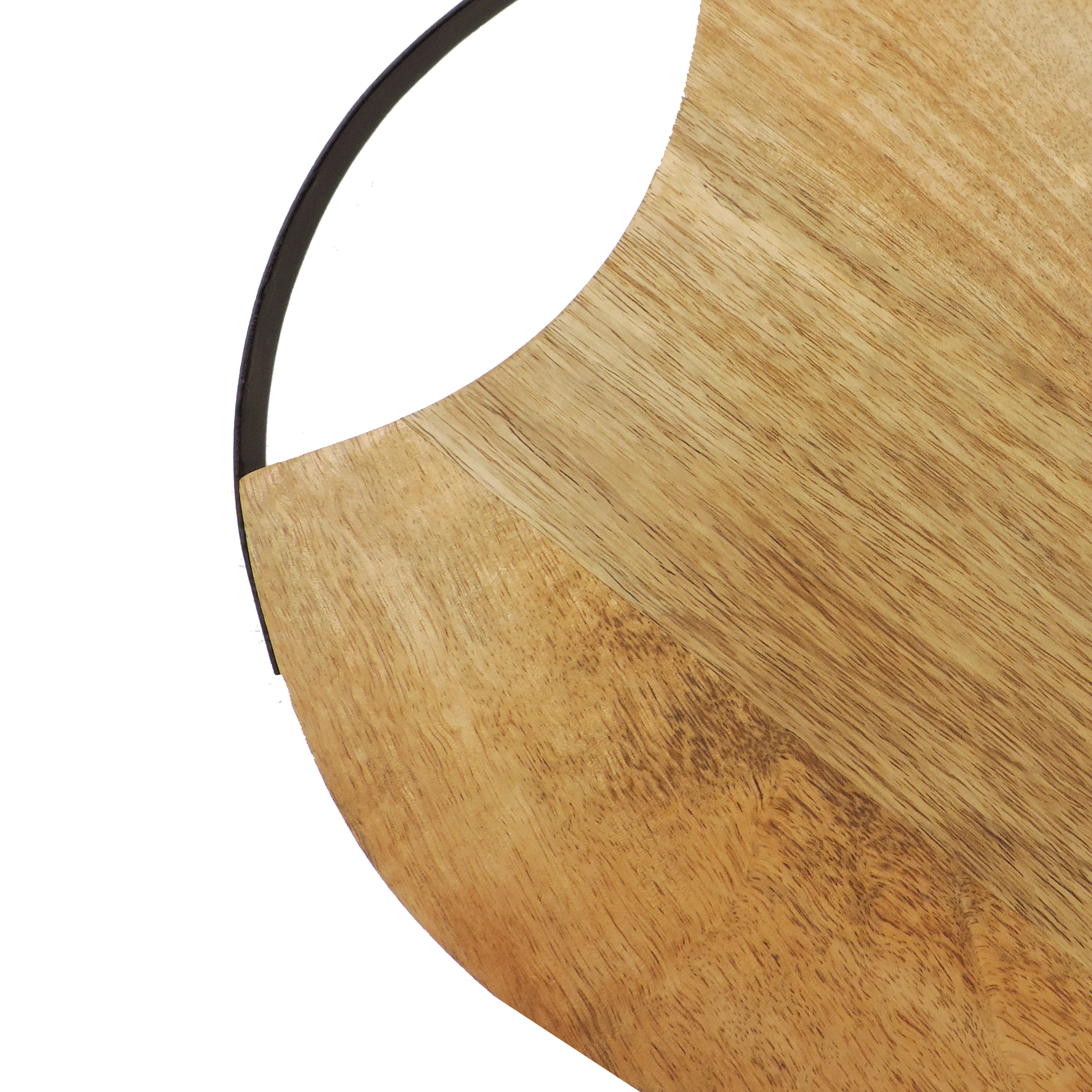 Wooden Round Chopping Board with Metal Handle - 29 cm Dia
