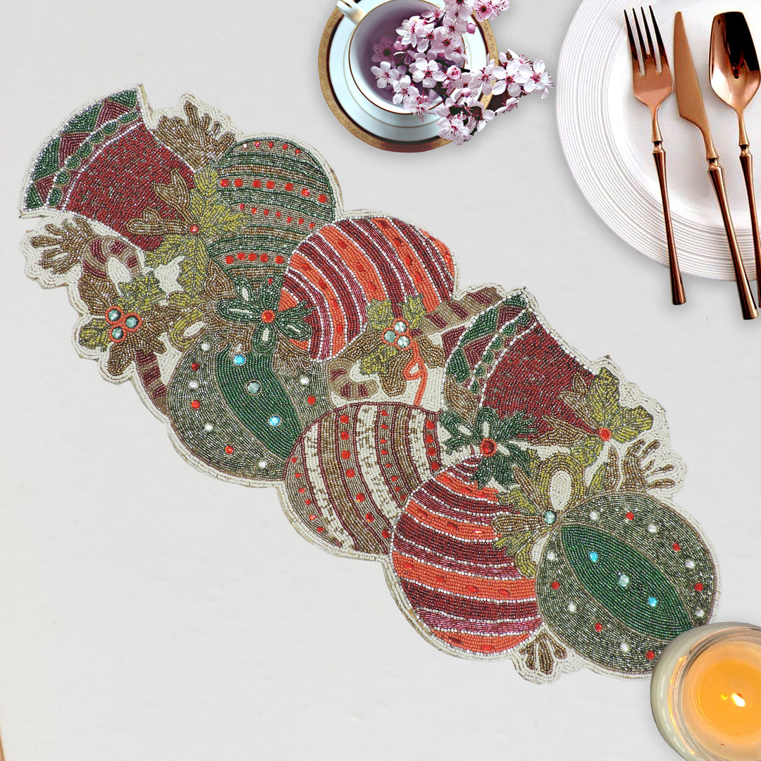 Multi bead embroidered table runner - 36*13 IN