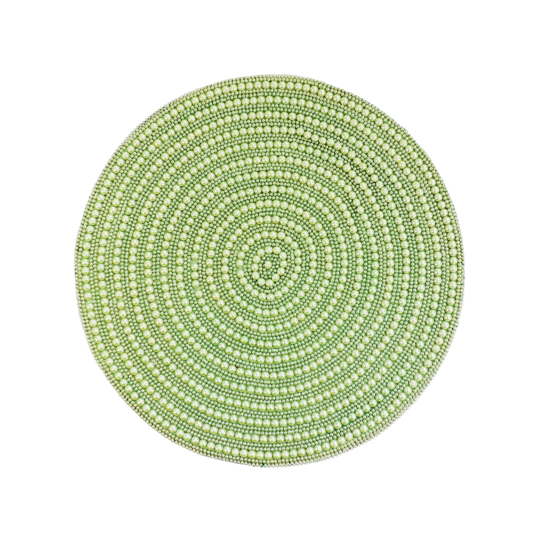 Whirl Bead Embroidered Placemat / 14" / Set of 2 / Lite Green