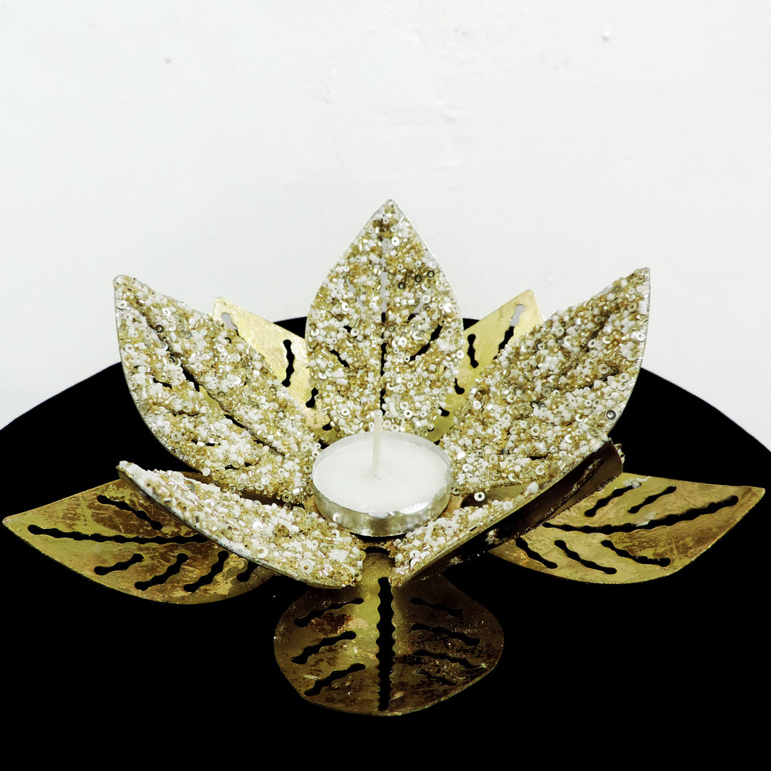 Noor Collection - Decorative Set of 2 Votives with tea light holder - Gold
