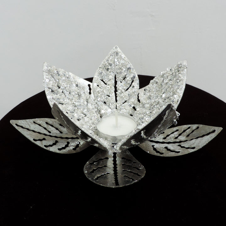 Noor Collection - Decorative Set of 2 Votives with tea light holder  - Silver
