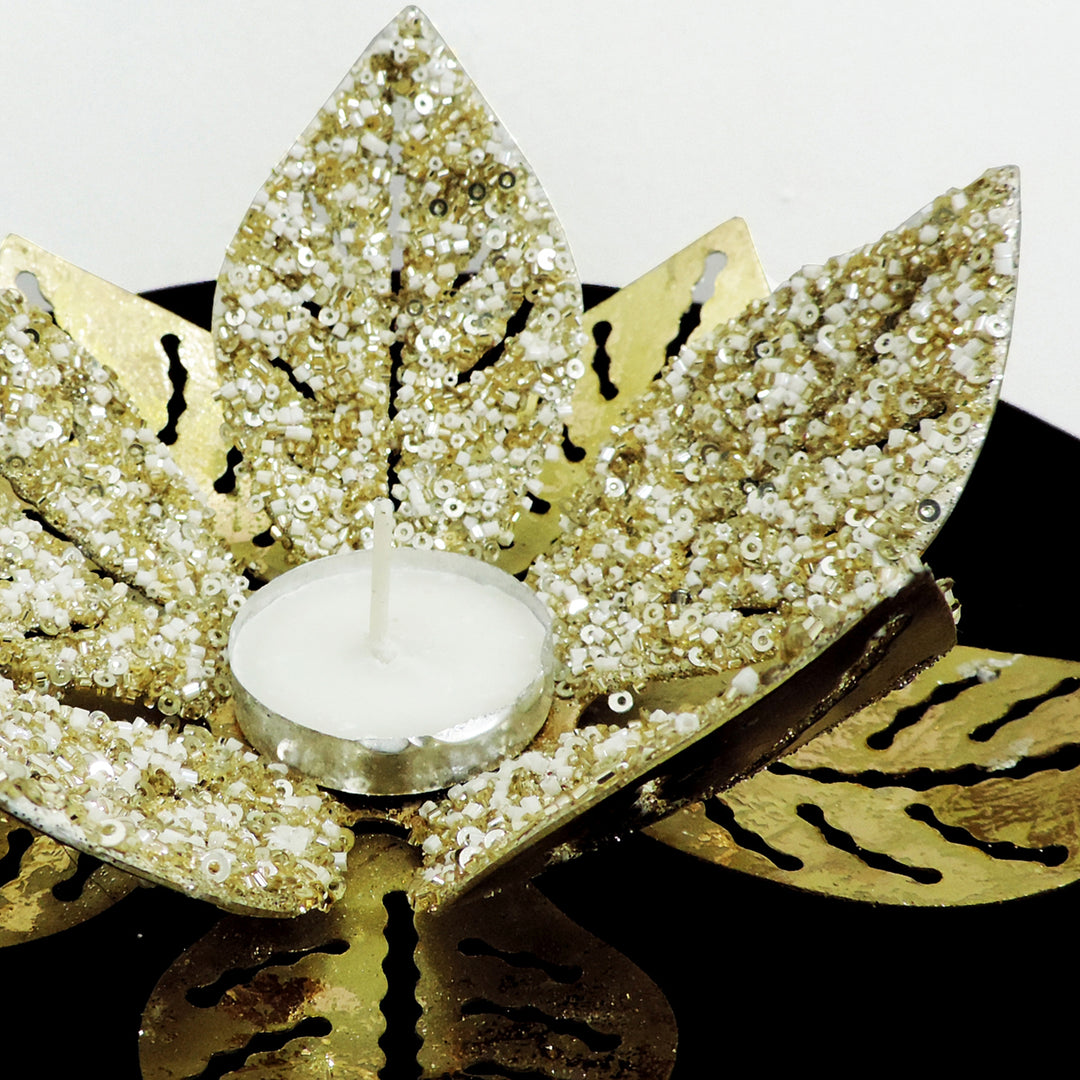 Noor Collection - Decorative Set of 2 Votives with tea light holder - Gold