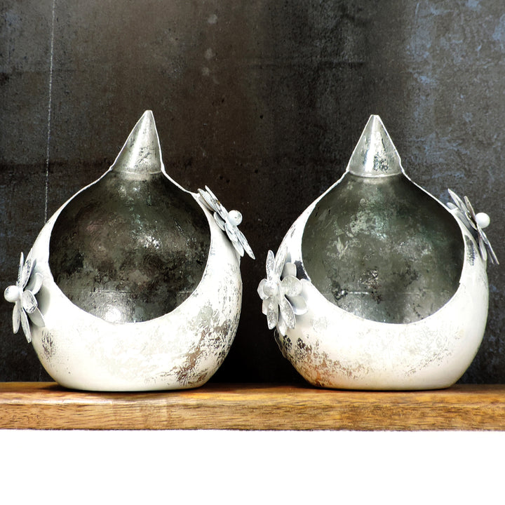 Noor Collection - Set of 2 Votives  - White & Silver