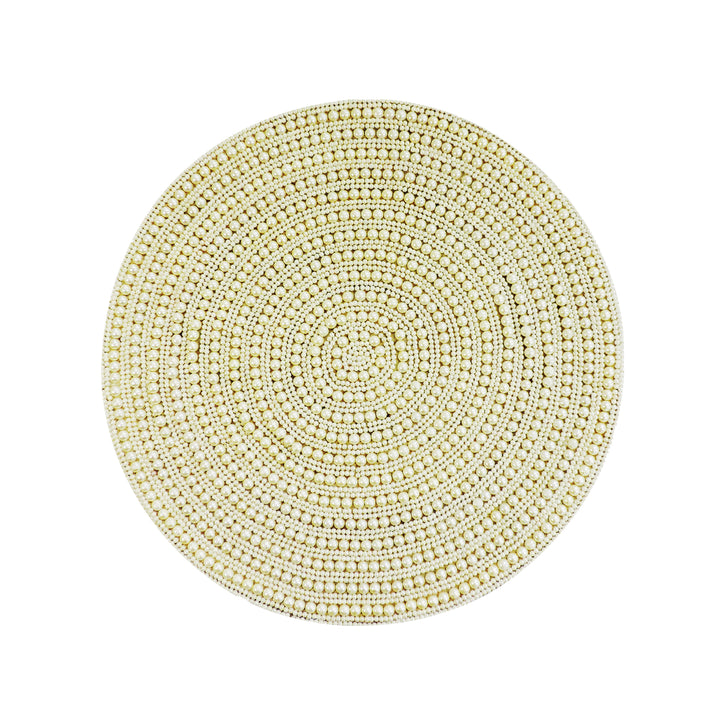 Whirl Bead Embroidered Placemat / 14" / Set of 2 / Cream