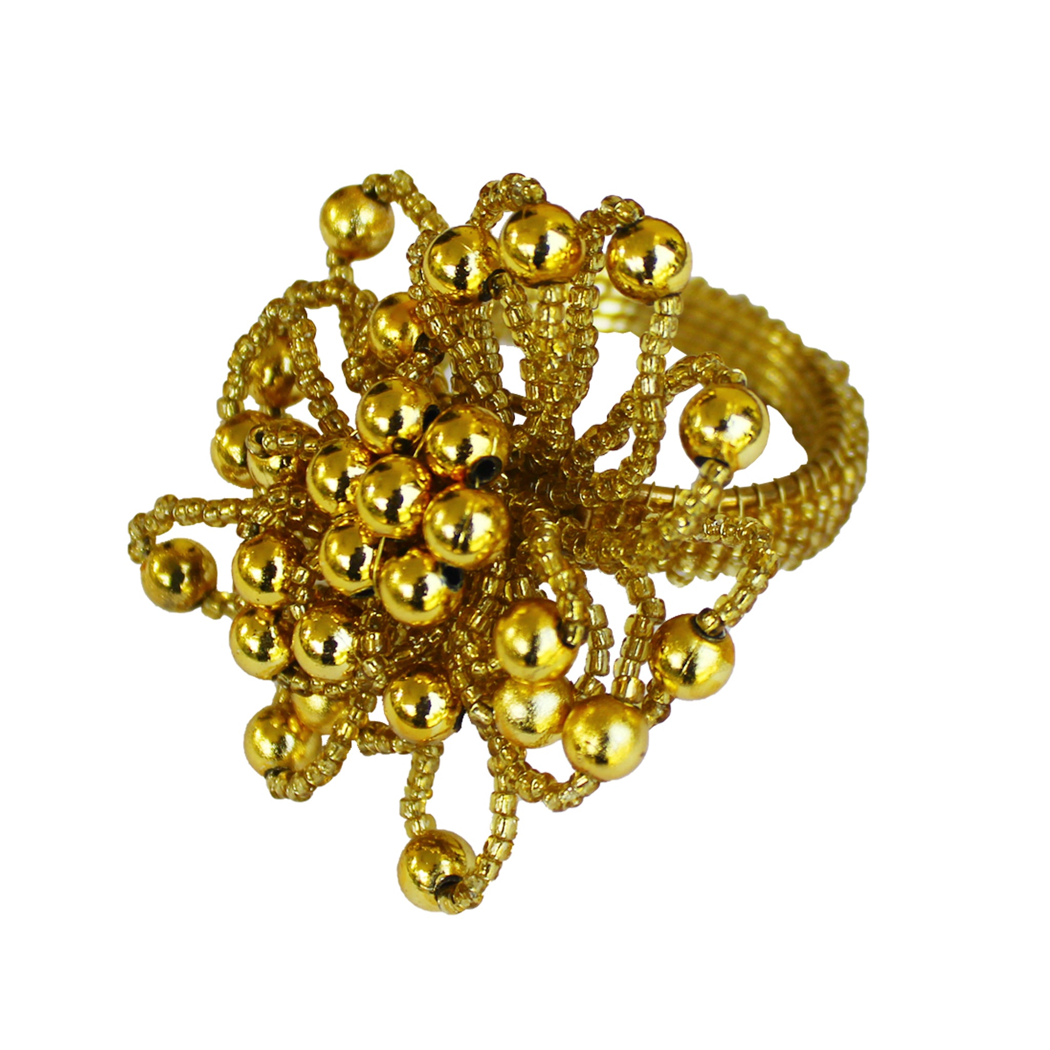 Beaded Napkin Ring Set Of 4/ 4"*4"*3"/Antique gold
