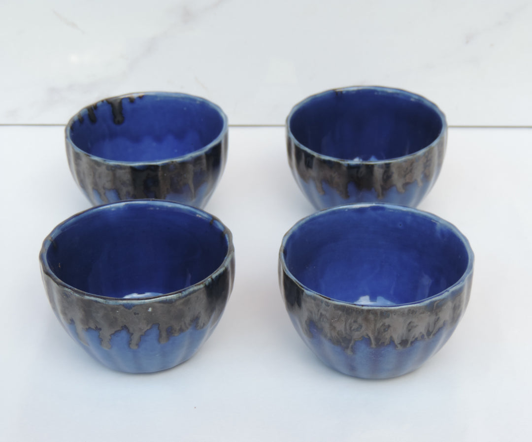 Dinnerware Collection - Bowls Set of 4 ( katori ) - Blue - Ceramic