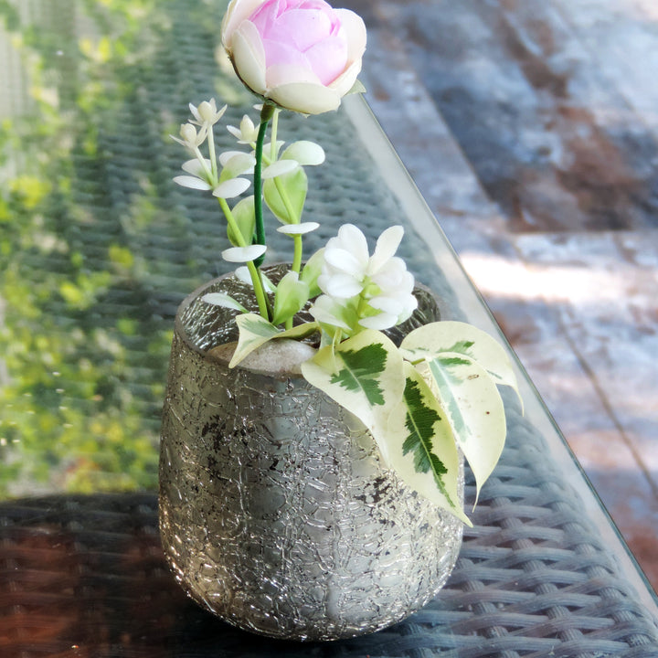 Bud Vase / Glass Vase for Wedding, Events Decorating, Arrangements, Flowers, Office or Home Decor /Silver/3.5"x4"