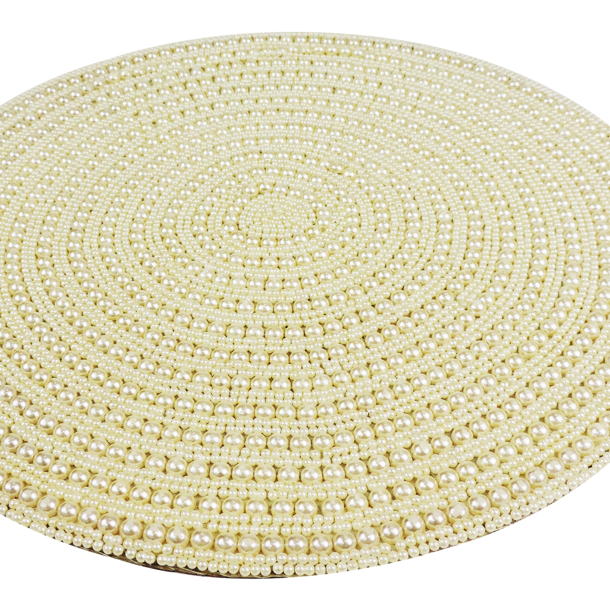 Whirl Bead Embroidered Placemat / 14" / Set of 2 / Cream