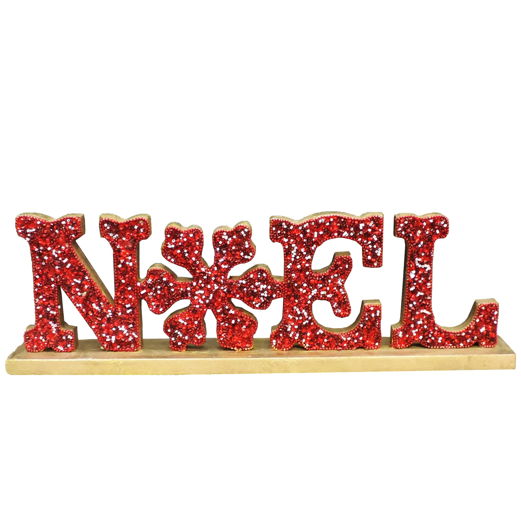 Sweet Talk Wood Sculpture NOEL / Red, Gold / 17'x5.8" / Set of 1