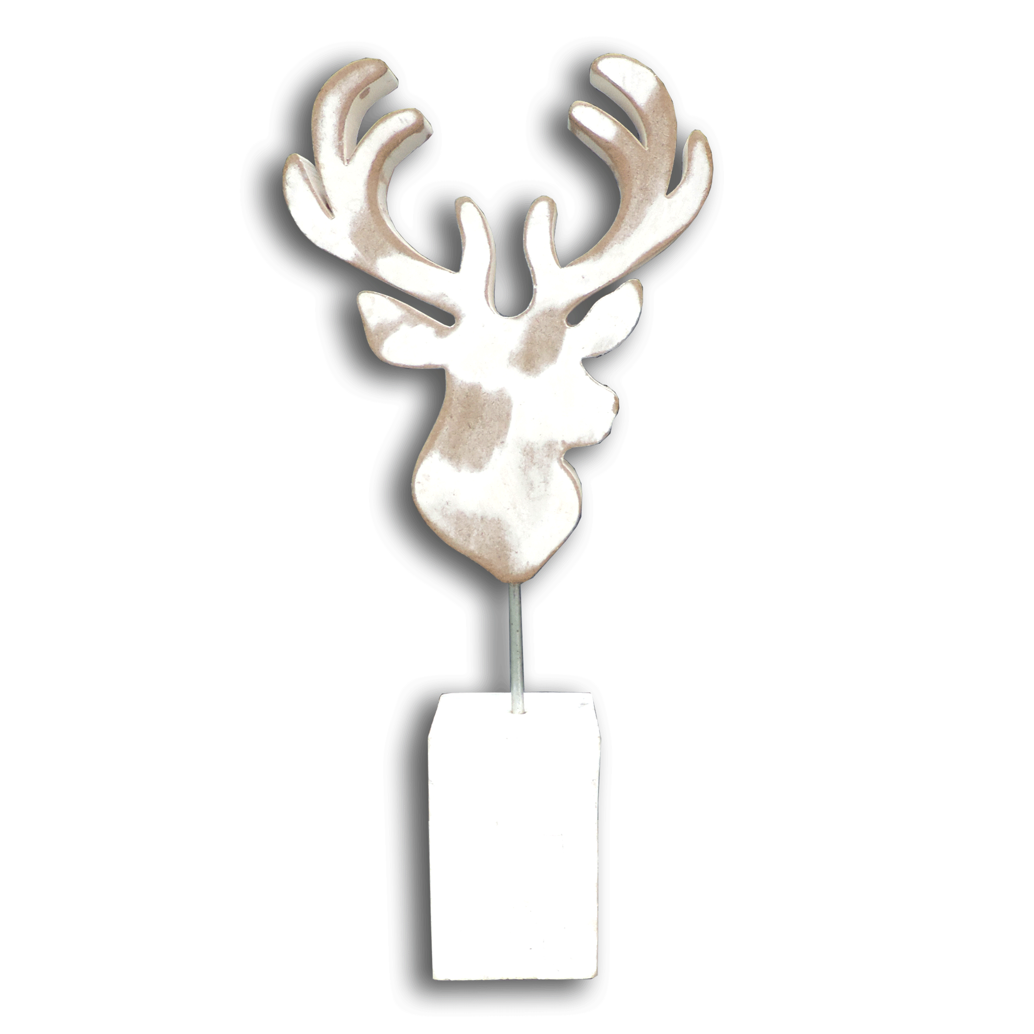Oh Deer! Wood Sculpture # 2 / White/ 8"x13" / Set of 1