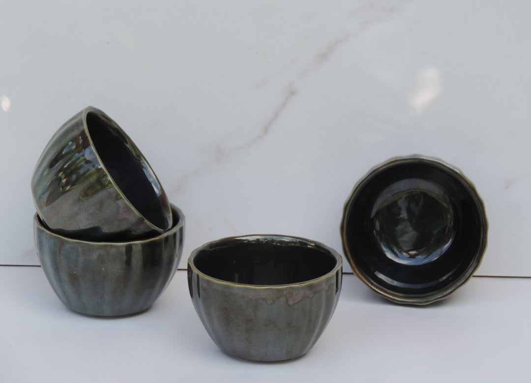 Dinnerware Collection - Bowls Set of 4 - ( katori )  Green - Ceramic