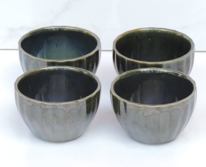 Dinnerware Collection - Bowls Set of 4 - ( katori )  Green - Ceramic
