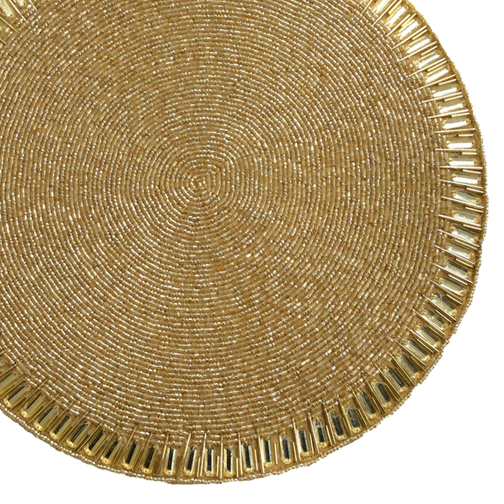 Embroidered Placemat / 14" / Set of 2 / Gold