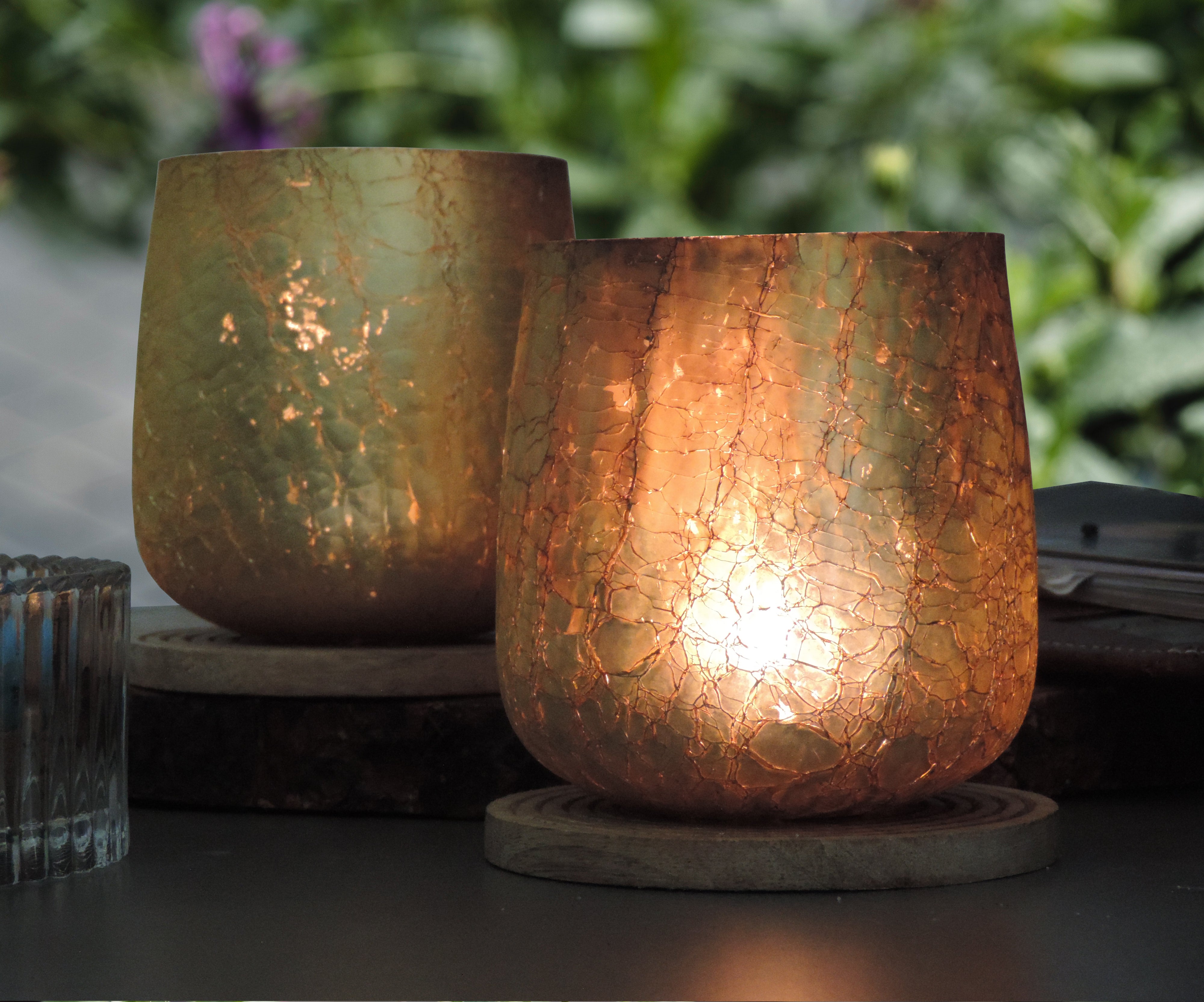 Ainaa Collection - Set of 2 Glass Votive in a Gift Box -  Copper