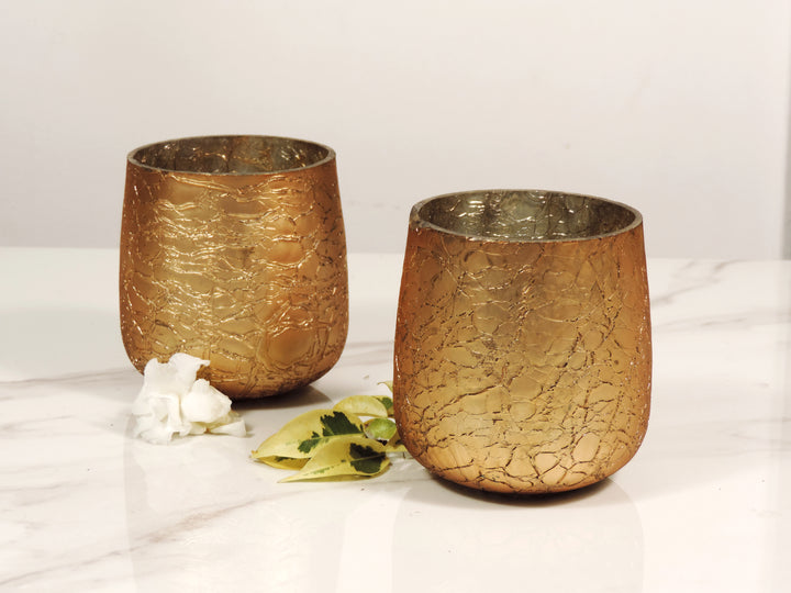 Ainaa Collection - Set of 2 Glass Votive in a Gift Box -  Copper