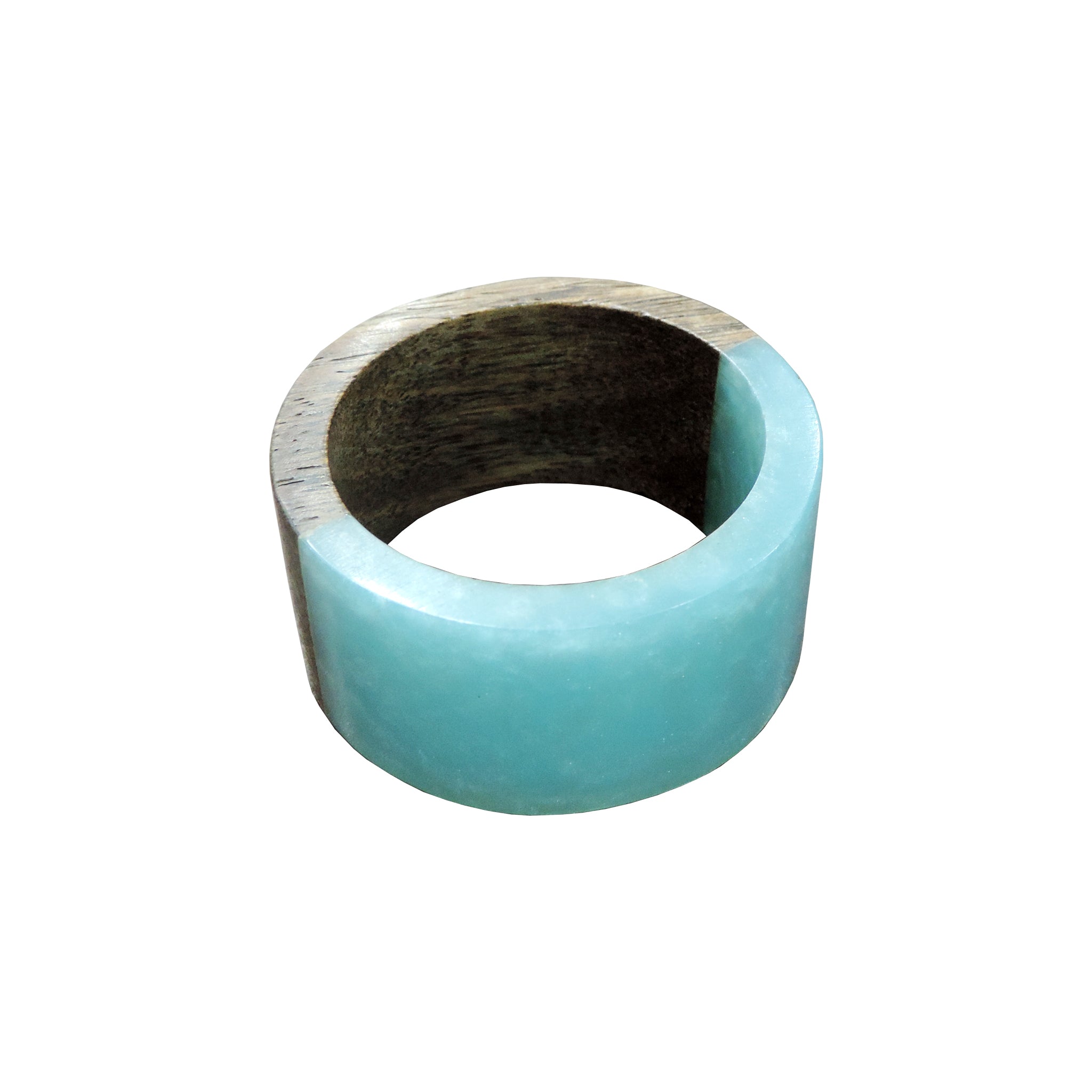 Linen by Trunkin'/ Wood with resin Round Napkin Ring Set of 4 / Aqua/2"*2"