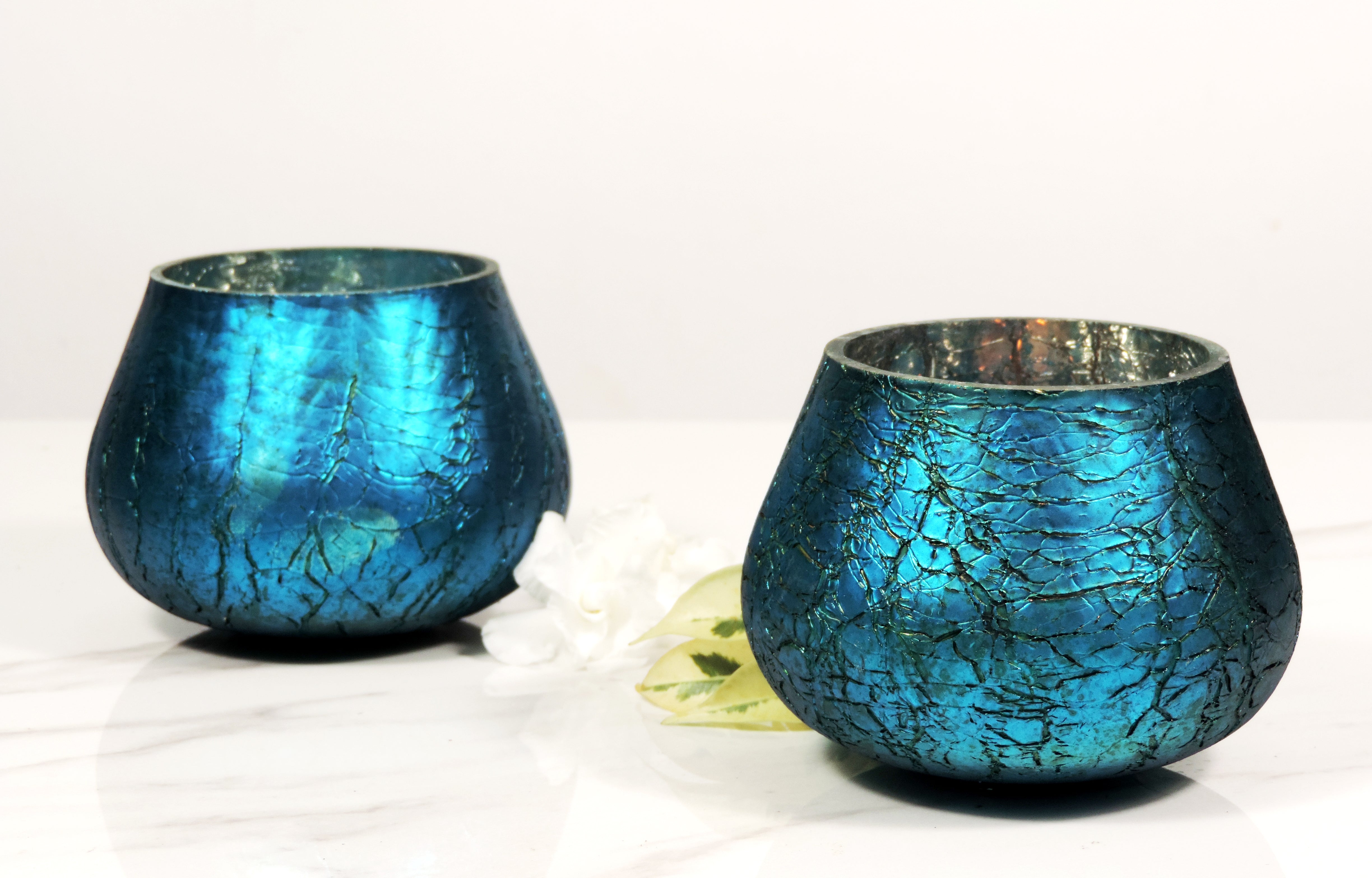 Ainaa Collection - Set of 2 Glass Votive in a Gift Box - Turquoise