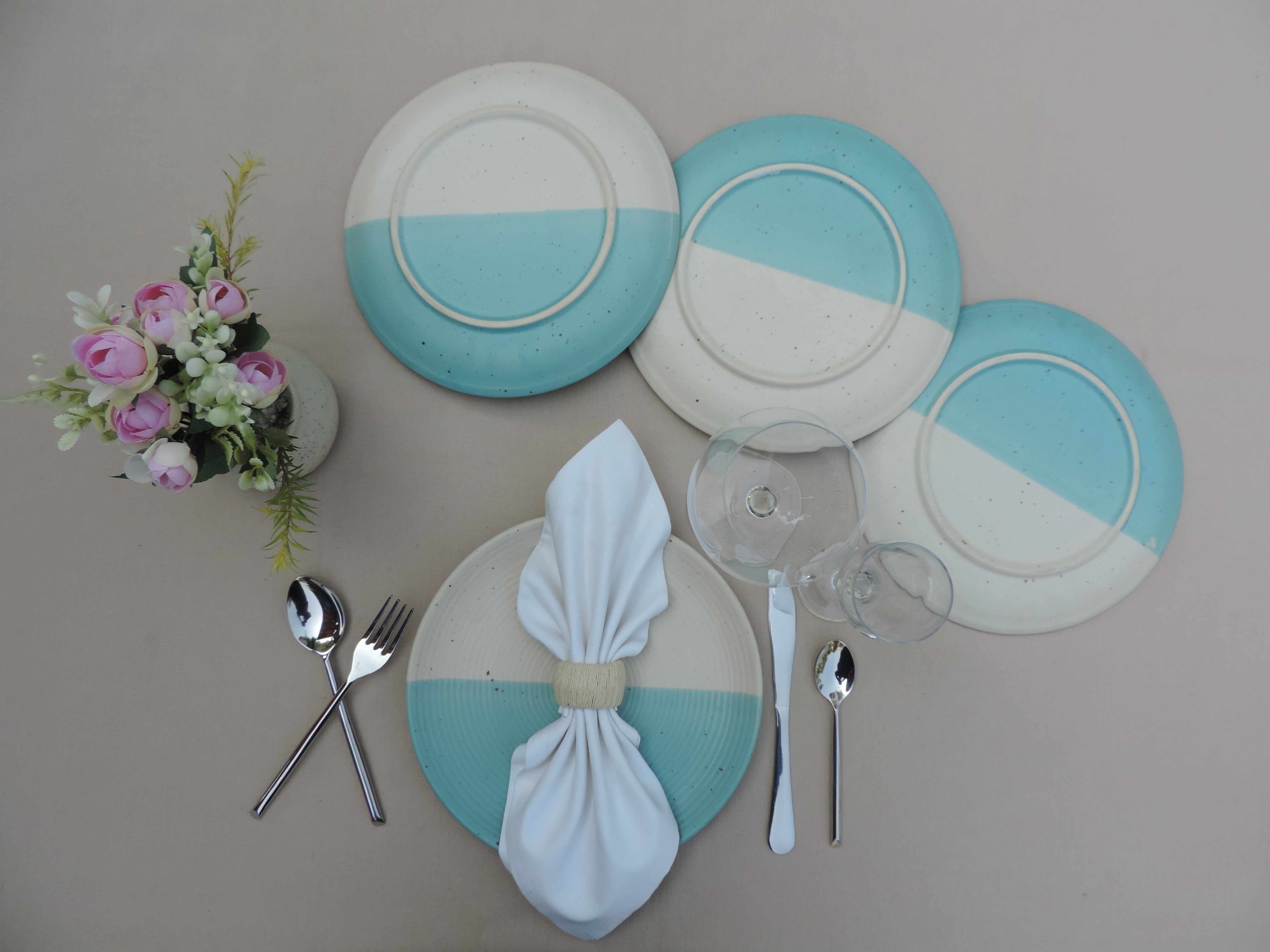 Half n Half Collection Plates Set of 4 - 10 Inches