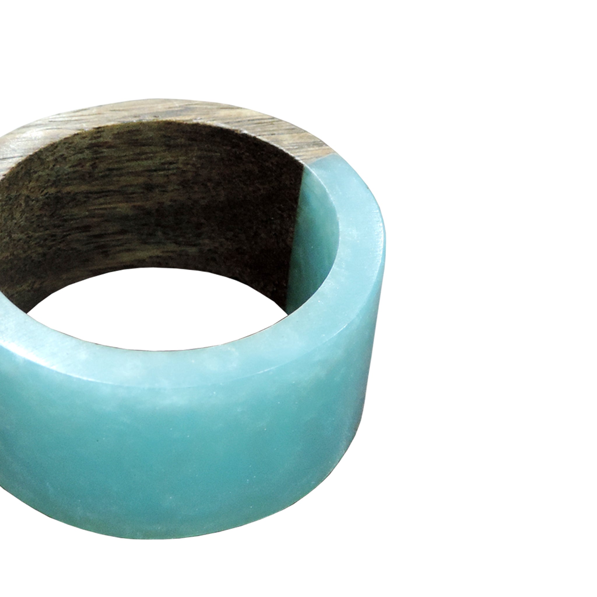 Linen by Trunkin'/ Wood with resin Round Napkin Ring Set of 4 / Aqua/2"*2"