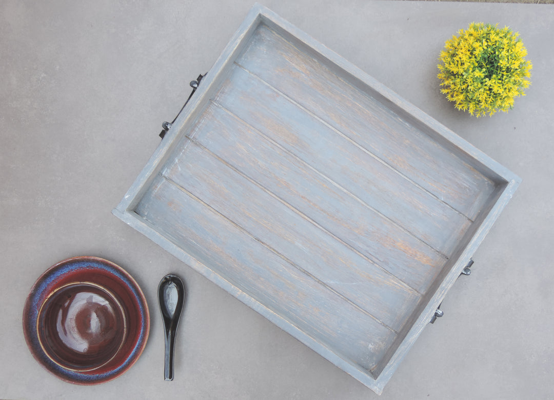 Grey Wooden Serving Trays / 44 * 36 * 2 cm