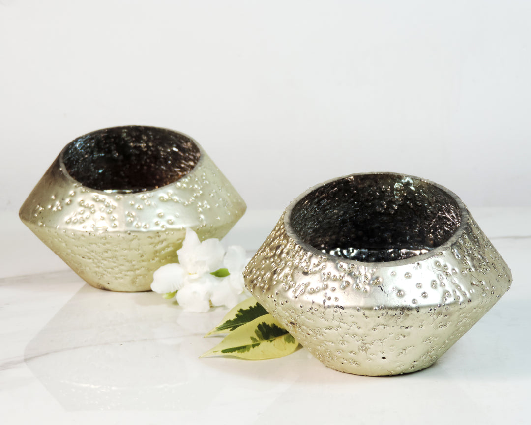 Ainaa Collection - Set of 2 Glass Votive - Silver