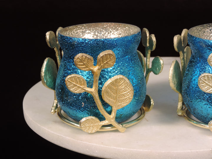 Ainaa Collection - Set of 2 Glass Votive - Turquoise