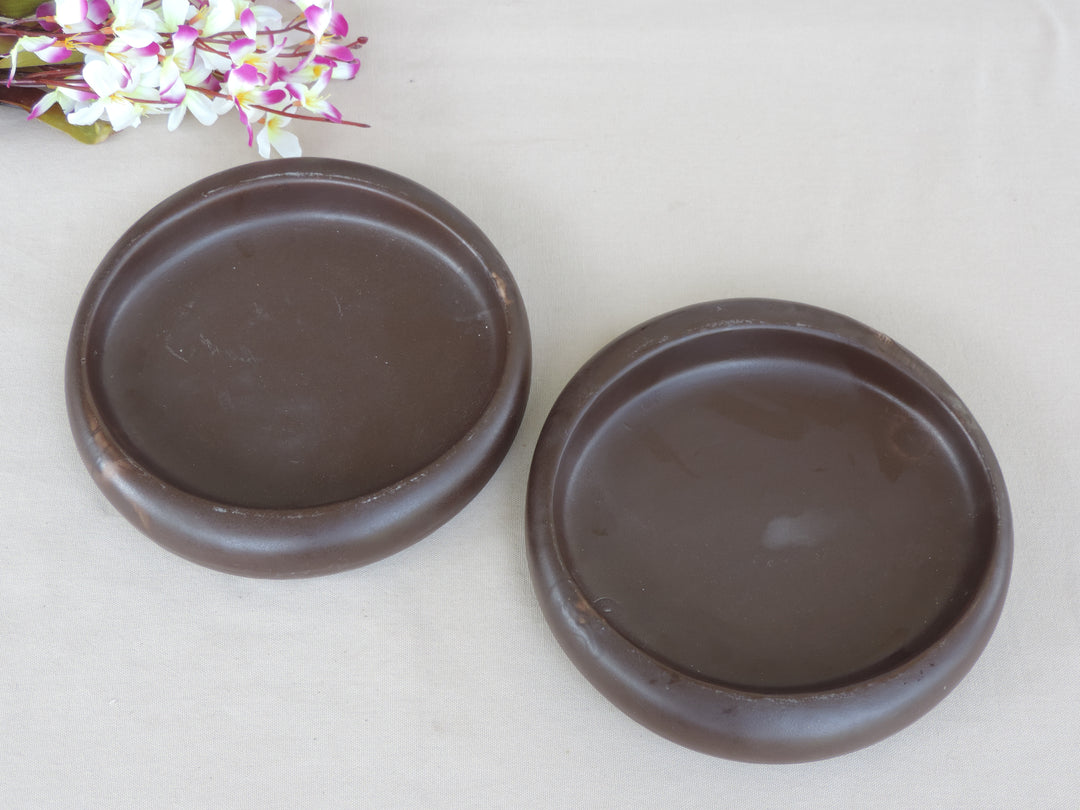 Trunkin’ Platters Set of 2 - Brown- Ceramic - 25cm Dia