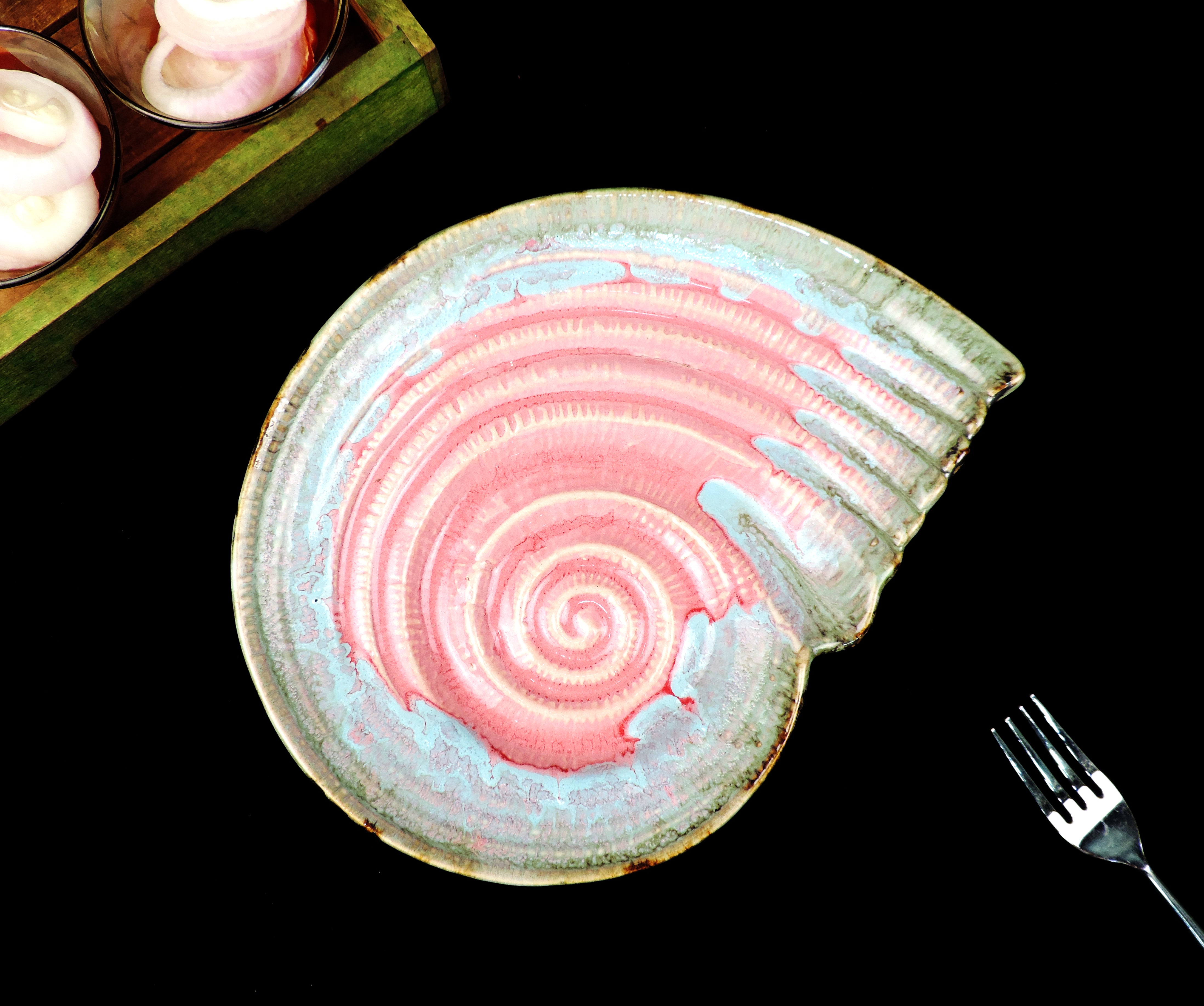 Multicolor Ceramic  Platters - 27*22 CM