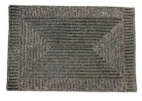Glass Bead Embroidered Placemat / Set of 2 / 12"x18" Rectangle / Smoke - trunkin.in