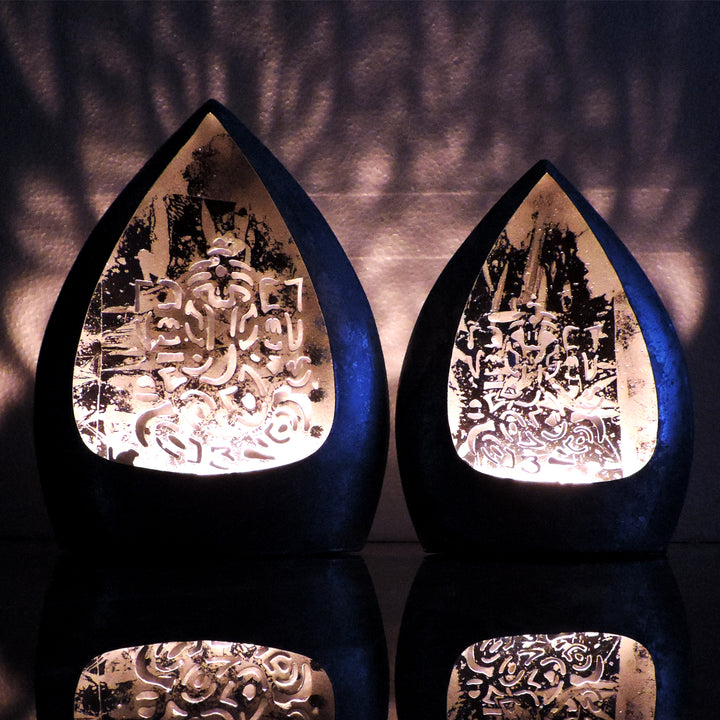 Noor Collection - Set of 2 Votives with tea light holder - Silver