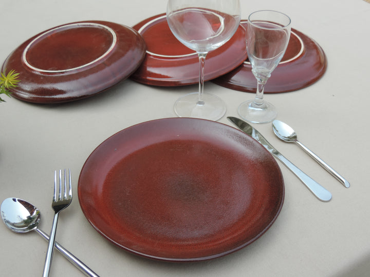 Dinnerware Collection Plates Red Set of 4 - 10 Inches