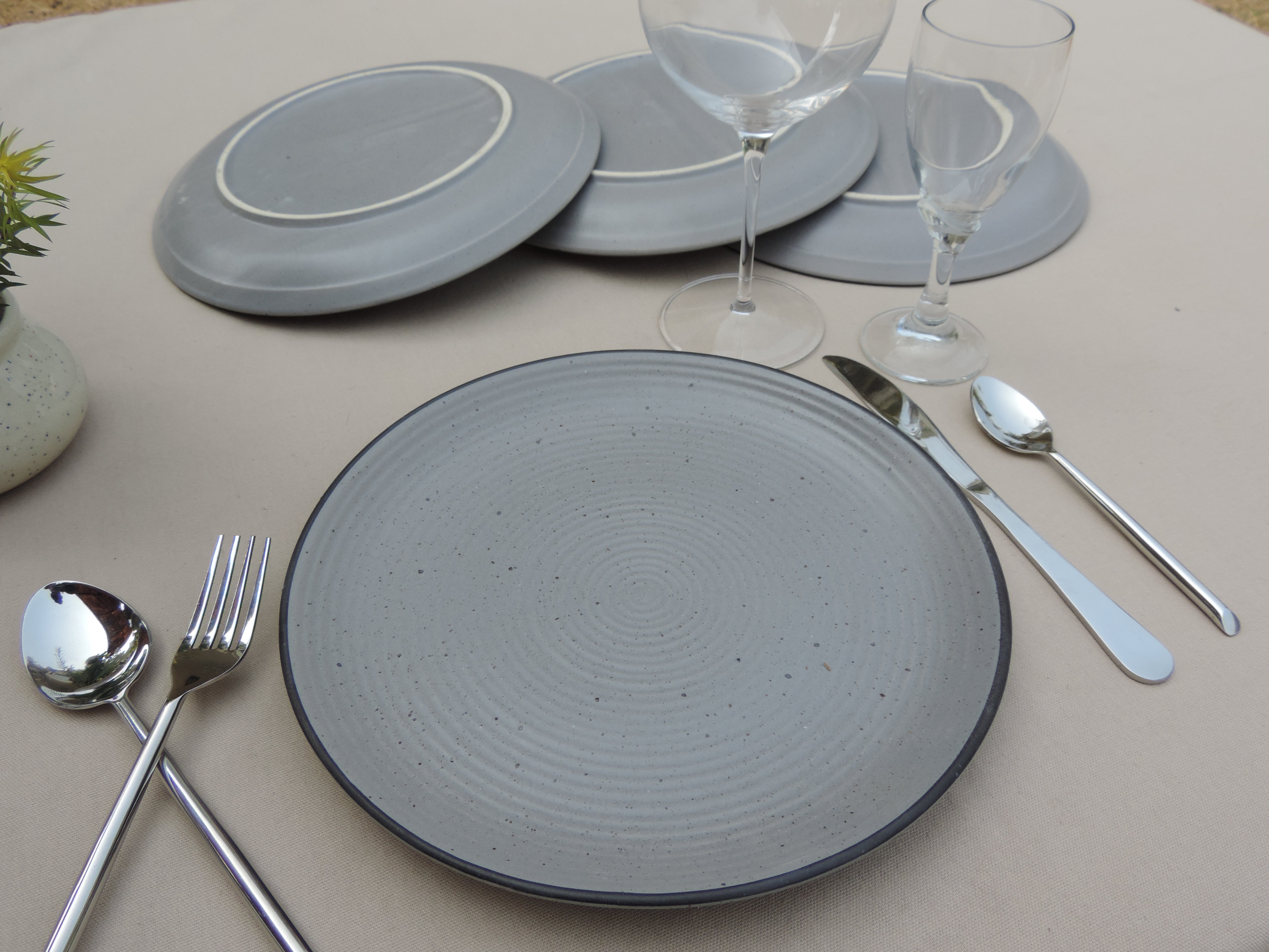 Dinnerware Collection Grey matt Plates Set of 4 - 10 inches